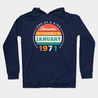 Retro Awesome Since January 1971 Birthday Vintage Bday 1971 Hoodie